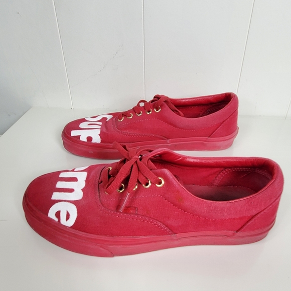 Vans red and white supreme skater sneakers men size 10 - Picture 9 of 12